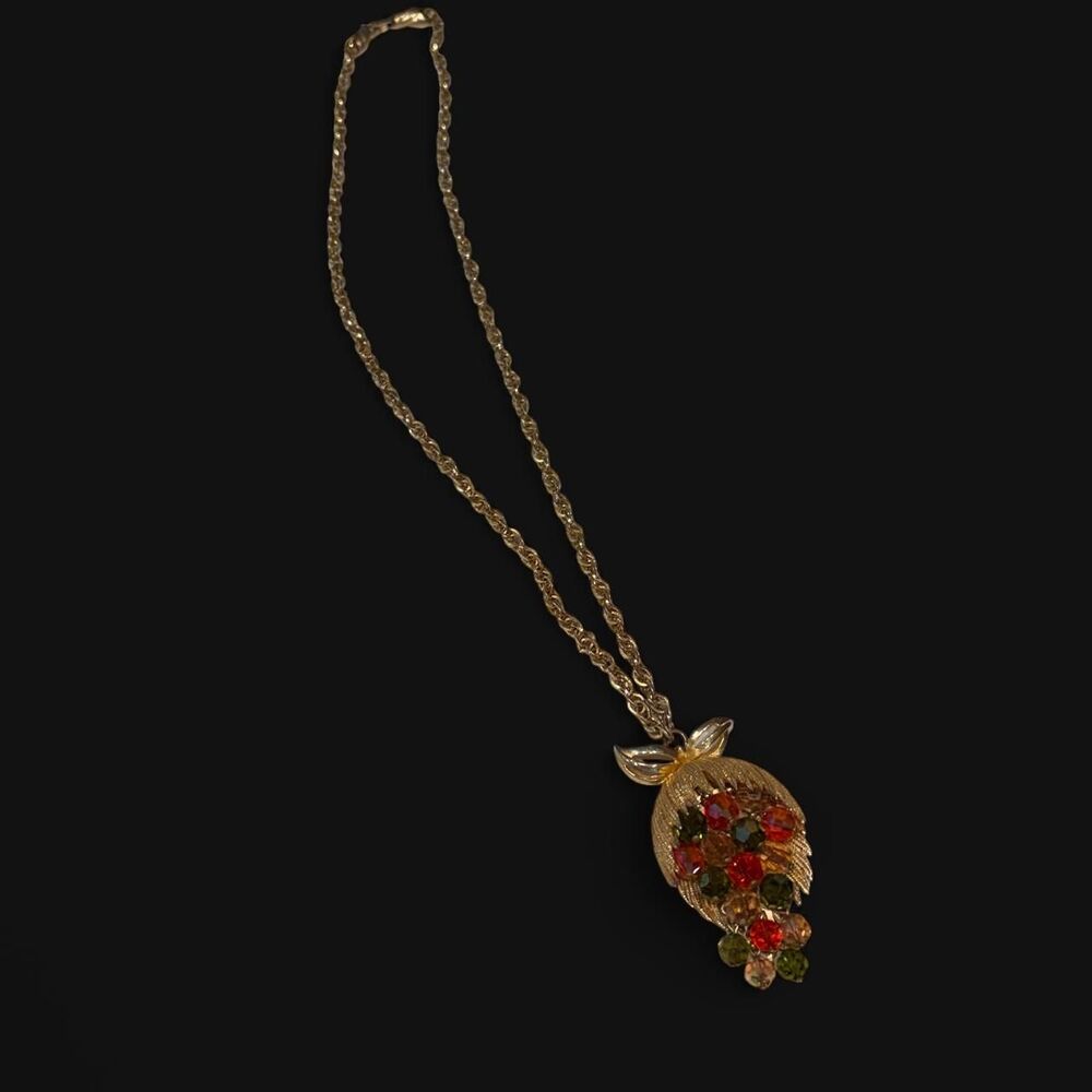 Vintage Crystal Fruit Pendant Necklace